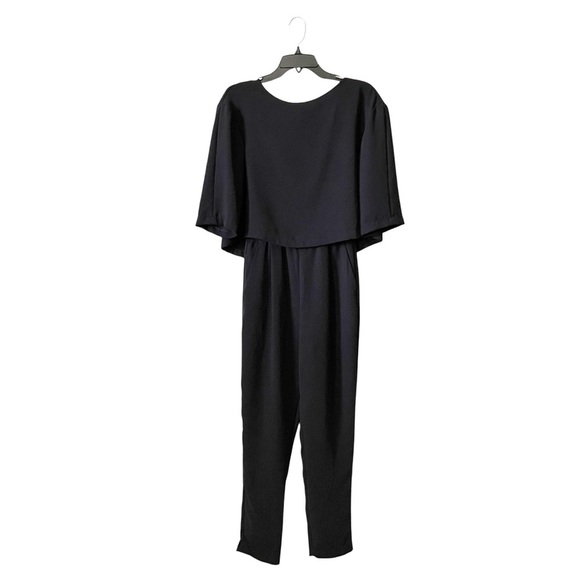 Zara Black Jumpsuit Womens Size XS Cape Split Back Top Pockets Minimalist Classy - Picture 2 of 6